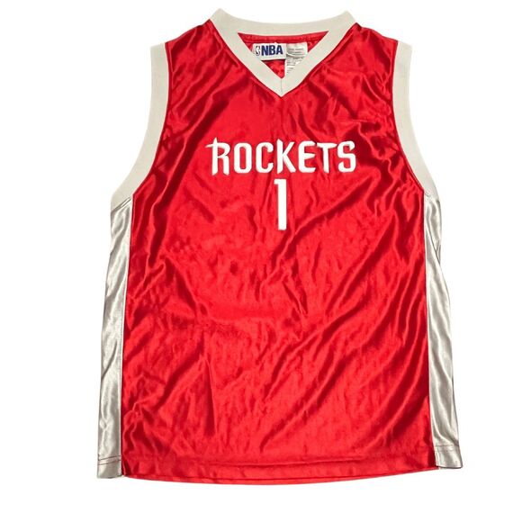 Houston Rockets Jersey Boys Large Red Tracy McGrady Stitched Sewn Logo - Picture 1 of 8